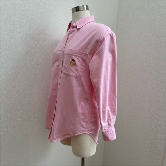 Ralph Lauren Vintage Oxford Shirt Crest 90s Button Down Blouse Pink Size Small 4 - Picture 10 of 14